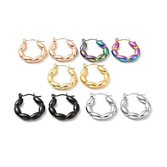304 Stainless Steel Oval Wrap Hoop Earrings for Women