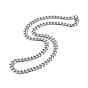 Men's 201 Stainless Steel Cuban Link Chain Necklaces, with Lobster Claw Clasps