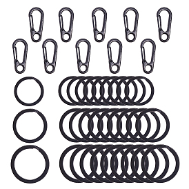 PandaHall Elite Iron Split Key Rings and Alloy Snap Key Clasps, with Iron Findings