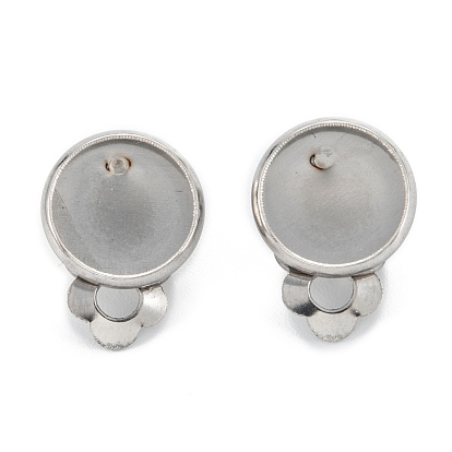 304 Stainless Steel Clip-on Earring Setting, Flat Round