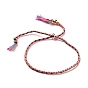 Плетеный браслет-слайдер из полиэстера с латунными бусинами, регулируемый тканый браслет дружбы для женщин