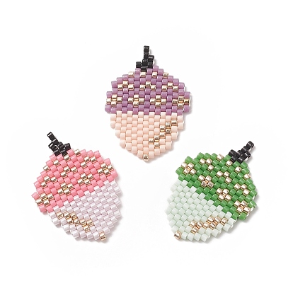 3 piezas 3 color hecho a mano miyuki patrón de telar de semillas japonesas cuentas de semillas, colgantes de bellota