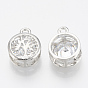 Alloy Cubic Zirconia Charms, Flat Round with Tree of Life