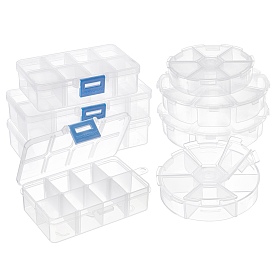 Plastic Bead Storage Containers, Flat Round and Rectangle