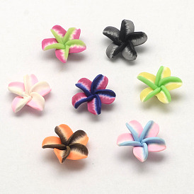 Handmade Polymer Clay 3D Flower Beads, 20~21x8mm, Hole: 2mm