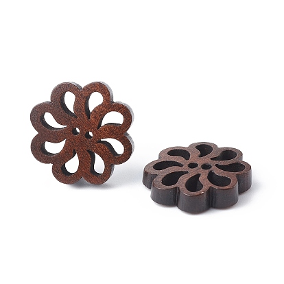 Carved Buttons in Flower Shape, Wooden Buttons