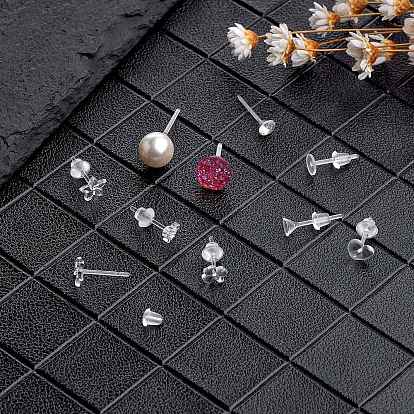 120Pcs 6 Style Bowknot & Heart & Clover & Flower & Flat Round Plastic Stud Earring, with Ear Nuts