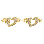 Anillos de puño abiertos con corazón de circonita cúbica, anillo de latón chapado en oro real 18k para mujer, sin níquel
