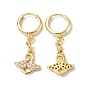 Clear Cubic Zirconia Angel Dangle Hoop Earrings, Rack Plating Brass Jewelry for Women