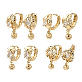 Brass Micro Pave Cubic Zirconia Dangle Earring, Hoop Earring for Women