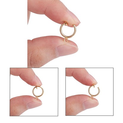 Brass Clip-on Hoop Earring Findings, for Non-pierced Ears, Cadmium Free & Lead Free