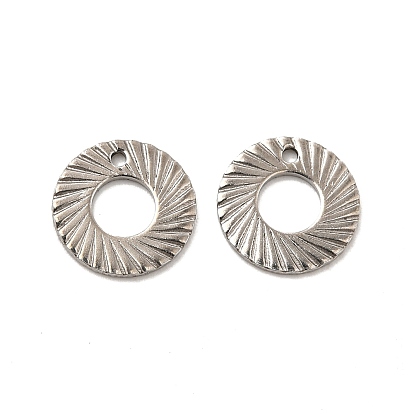 201 Stainless Steel Pendants, Round Ring Charm