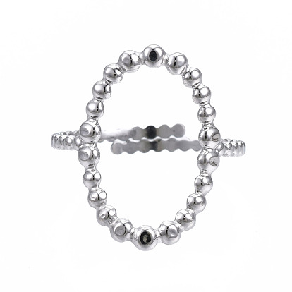304 anillo de puño abierto rectangular de acero inoxidable, anillo grueso hueco para mujer