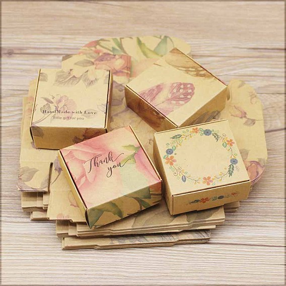 Paper Gift Box, Folding Boxes, Decorative Gift Box for Weddings, Candy, Square