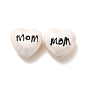 Brass Enamel Beads, Real 18K Gold Plated, Long-Lasting Plated, Heart with Word Mom