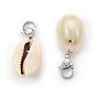 Cowrie Shell Pendant Decorations, with 304 Stainless Steel Lobster Claw Clasps