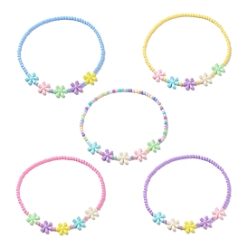 Flowers Opaque Acrylic Stretch Kid Necklaces