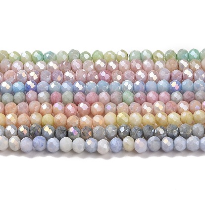 Faceted Electroplated Glass Beads Strands, AB Color Plated, Rondelle
