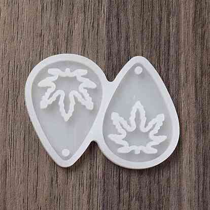 DIY Pendant Silicone Molds, Resin Casting Molds, For UV Resin, Epoxy Resin Jewelry Making, Teardrop with Leaf