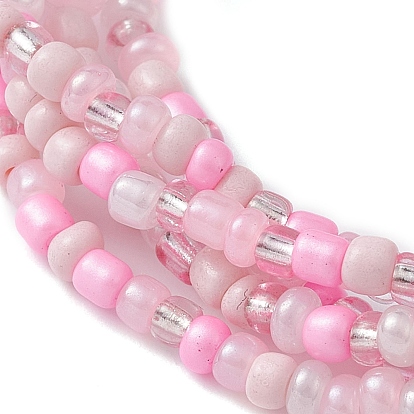 Bracelet multi-brins de perles de graines de verre, bracelet extensible à breloques en alliage d'émail