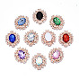 Alloy Cabochons, with Acrylic Rhinestone and Glass Rhinestone, Faceted, Flower