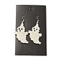 Glass Seed Braided Ghost Dangle Earrings, Alloy Wire Wrap Halloween Earrings for Women