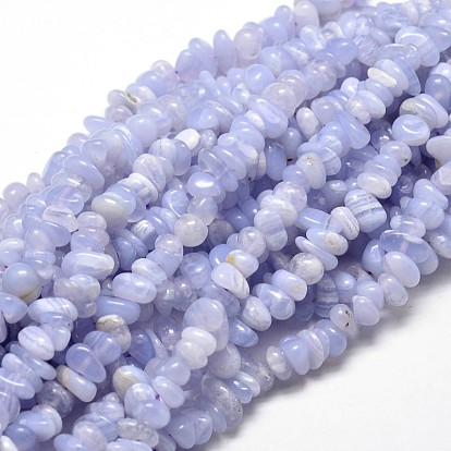 Natural Blue Lace Agate Chip Beads Strands, 5~14x4~10mm, Hole: 1mm, about 15.5 inch ~16.1 inch
