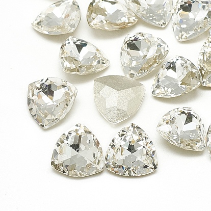 Diy señaló hacia atrás k 9 cabujones de diamantes de imitación de vidrio, chapado en color aleatorio, facetados, triángulo