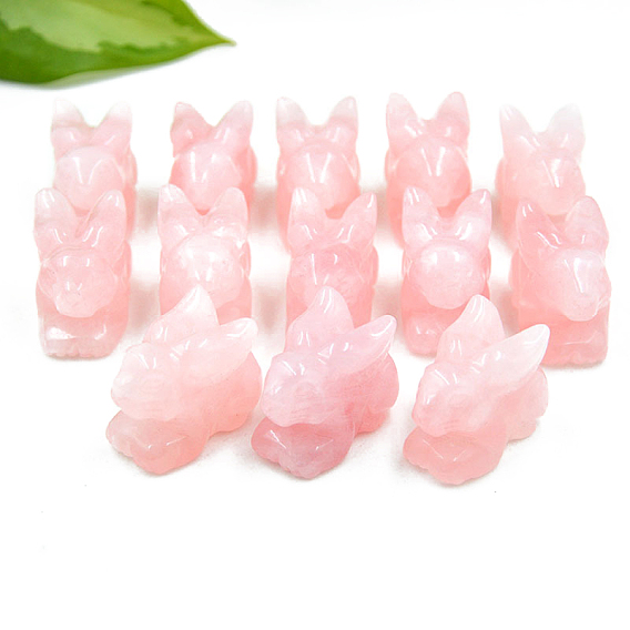 Décorations d'affichage de figurines de lapin en quartz rose naturel, ornements en pierre d'énergie