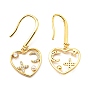 Cubic Zirconia Heart with Star Dangle Earrings with Plastic Pearl Beaded, Real 18K Gold Plated Brass Earrings, Cadmium Free & Lead Free