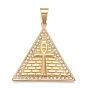 304 Stainless Steel Big Pendants, with Crystal Rhinestone, Triangle with Ankh Cross