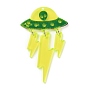 Transparent Acrylic Big Pendants, with Iron Ring, UFO with Lightning