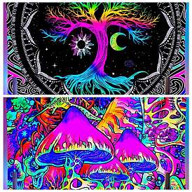UV Reactive Blacklight Trippy Polyester Wall Hanging Tapestry, for Bedroom Living Room Decoration, Rectangle