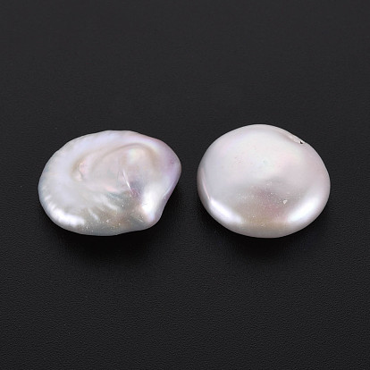 Perles de perles keshi naturelles, perle de culture d'eau douce, pas de trous / non percés, plat rond