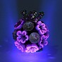 Luminous Glow in the Dark Polymer Clay Pave Rhinestone Round Beads with Resin Flower, Crown with Chains Tassel Beads