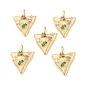 Eco-Friendly Brass Micro Pave Cubic Zirconia Pendants, Lead Free & Cadmium Free, Long-Lasting Plated, Triangle Charm