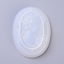 DIY Pendant Silicone Molds, Resin Casting Molds, For UV Resin, Epoxy Resin Jewelry Making, Oval with Woman