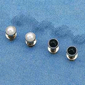 Épingles à boutons en jean réglables en alliage plastique imitation perle, serre-taille, platine, attaches à coudre pour accessoires de vêtement