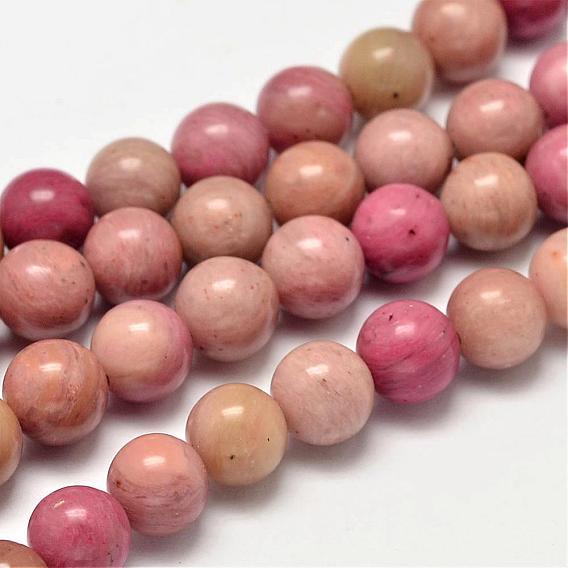 Rondes rhodonite naturelle perles brins