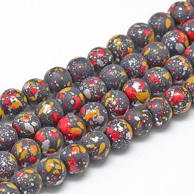 Baking Painted Glass Beads Strands, Round