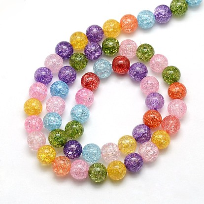 Synthetic Crackle Quartz Round Beads Strands, Dyed