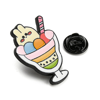 Food Enamel Pins, Black Alloy Badge for Backpack Clothes, Drink/Ice Cream/Cheese