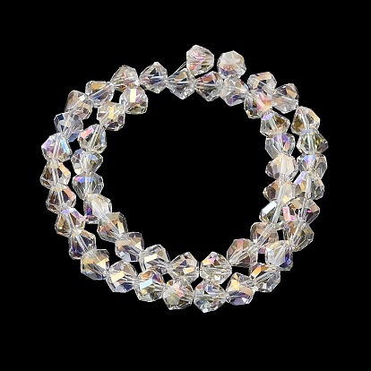 Transparent Electroplate Glass Beads Strands, Faceted, Triangle