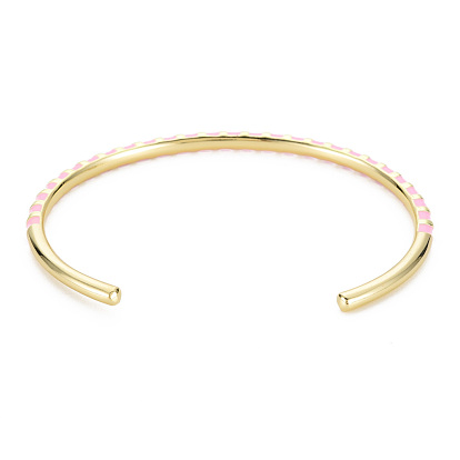 Twisted Brass Enamel Cuff Bangle, Real 18K Gold Plated Open Bangle for Women, Nickel Free