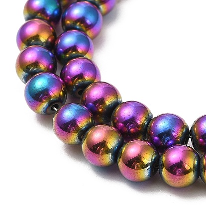 Electroplate Synthetic Non-magnetic Hematite Beads Strands, Round