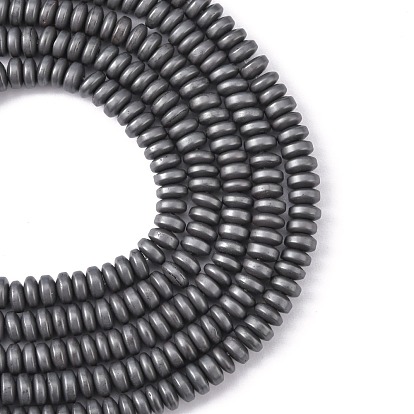 Matte Style Electroplate Non-magnetic Synthetic Hematite Beads Strands, Heishi Beads, Flat Round/Disc