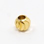Fancy Cut Brass Round Spacer Beads, 2.5x2.8mm, Hole: 1mm
