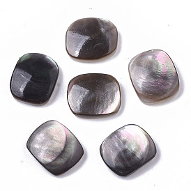 Natural Black Lip Shell Cabochons, Rectangle