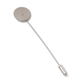304 Stainless Steel Lapel Pins Base Settings, with Flat Round Pads