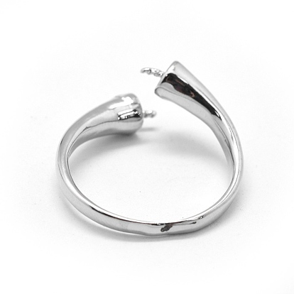 Laiton composants d'anneau pour les doigts, anneaux de manchette, anneaux ouverts, pour la moitié de perles percées, réglable